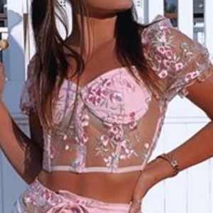 Pink floral festival shirt